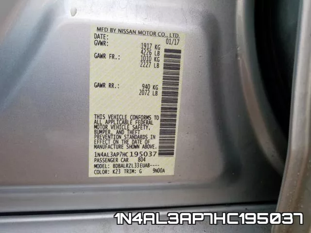 1N4AL3AP7HC195037 фото 2