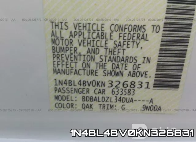 1N4BL4BV0KN326831 фото 10
