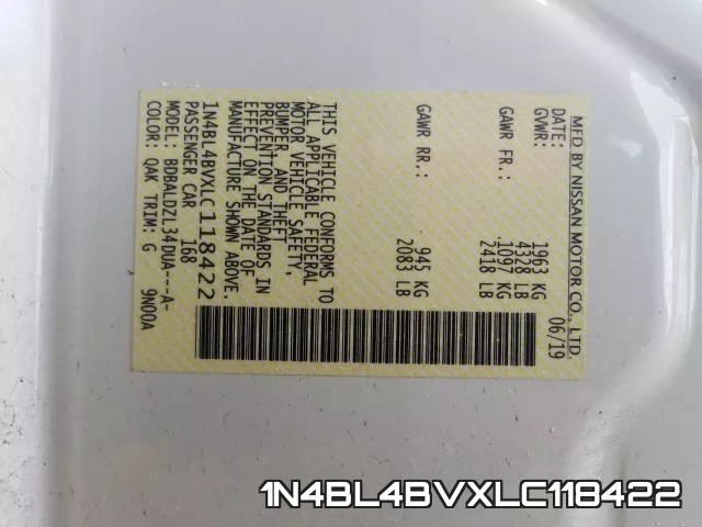1N4BL4BVXLC118422 фото 2
