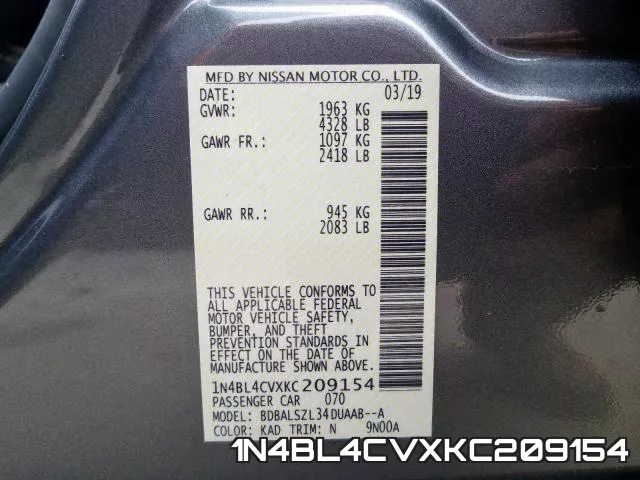 1N4BL4CVXKC209154 фото 2