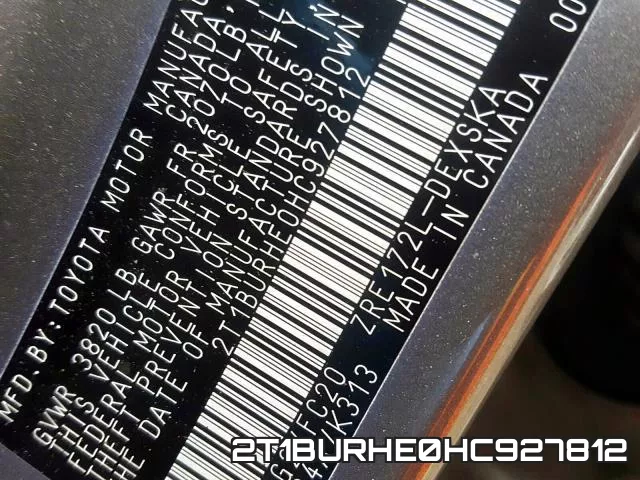 2T1BURHE0HC927812 фото 2