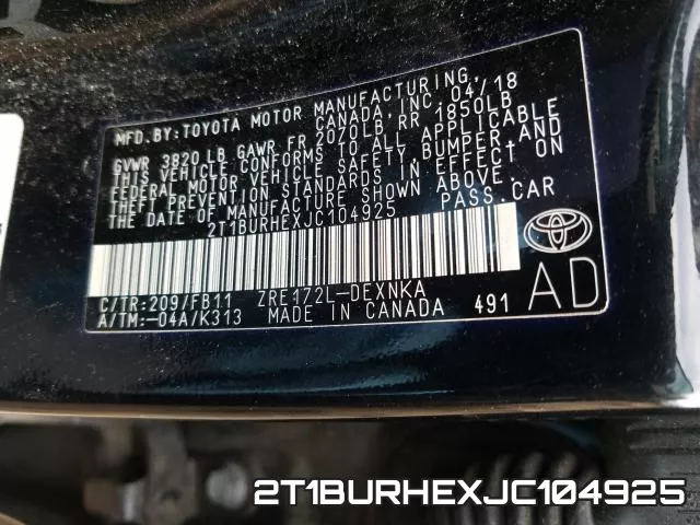 2T1BURHEXJC104925 фото 2