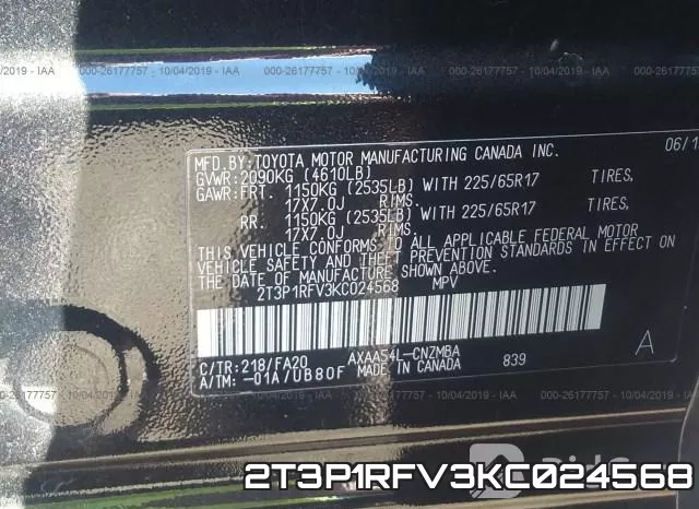 2T3P1RFV3KC024568 фото 10