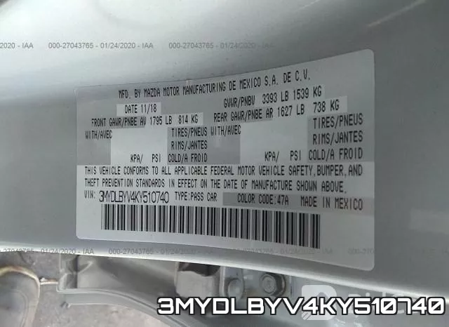 3MYDLBYV4KY510740 фото 9