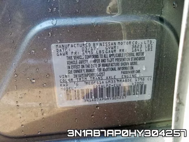 3N1AB7AP0HY304257 фото 2