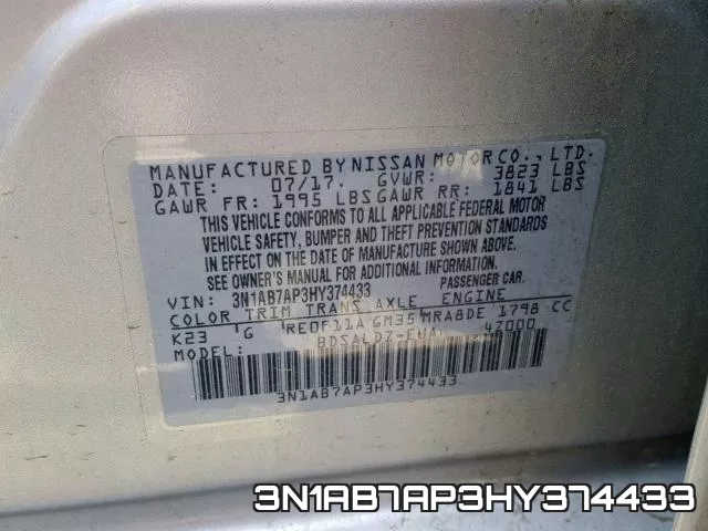 3N1AB7AP3HY374433 фото 2