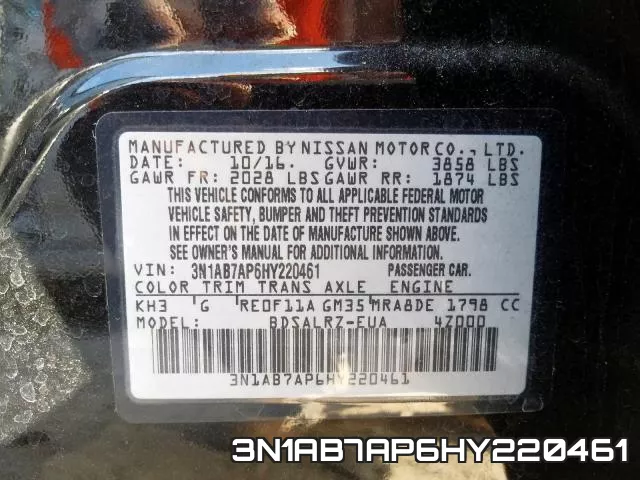3N1AB7AP6HY220461 фото 2