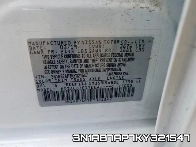 3N1AB7AP7KY321547 фото 2