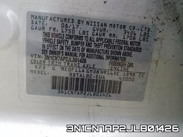 3N1CN7AP2JL801426 фото 2