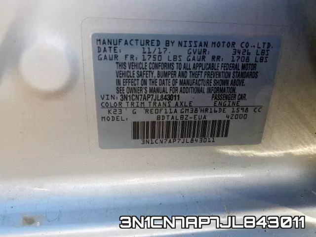 3N1CN7AP7JL843011 фото 2