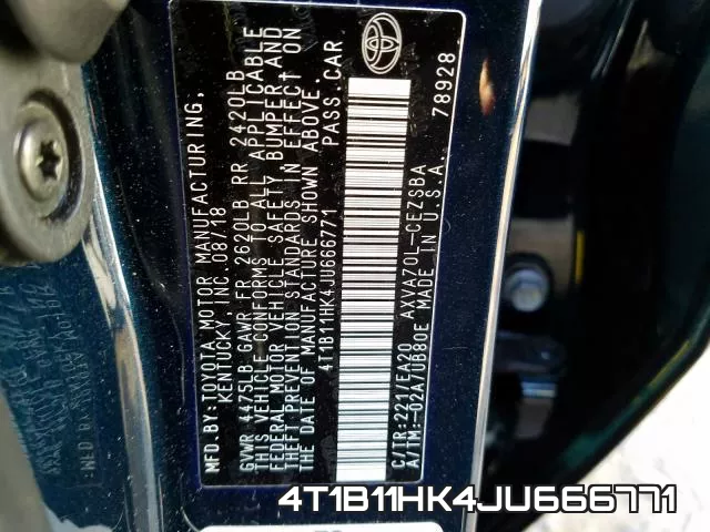 4T1B11HK4JU666771 фото 2