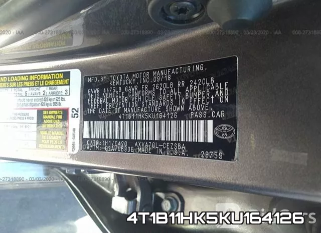 4T1B11HK5KU164126 фото 10