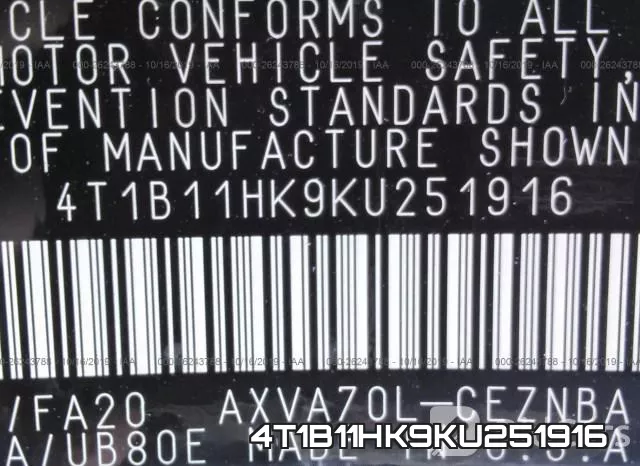 4T1B11HK9KU251916 фото 10