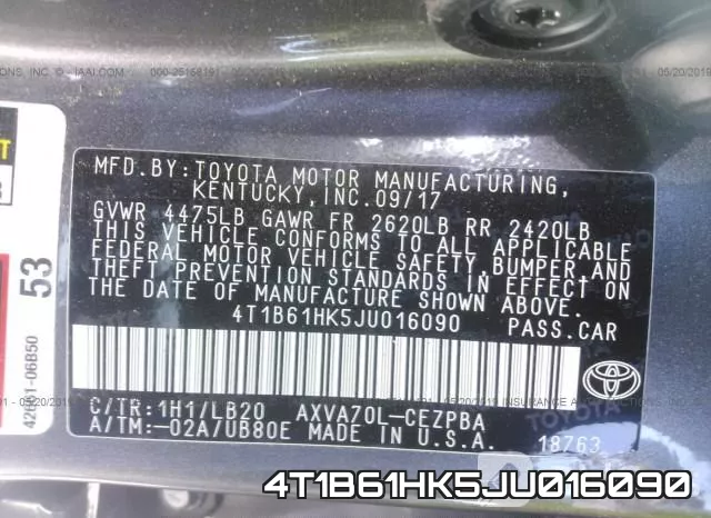 4T1B61HK5JU016090 фото 10