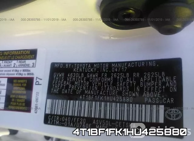 4T1BF1FK1HU425880 фото 10