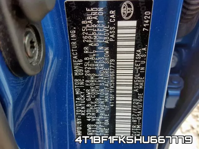 4T1BF1FK5HU667779 фото 2