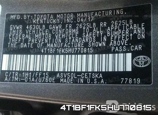 4T1BF1FK5HU770815 фото 10