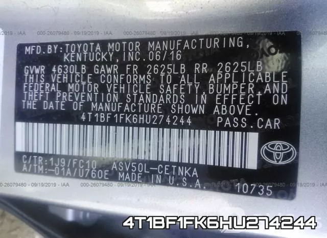 4T1BF1FK6HU274244 фото 10
