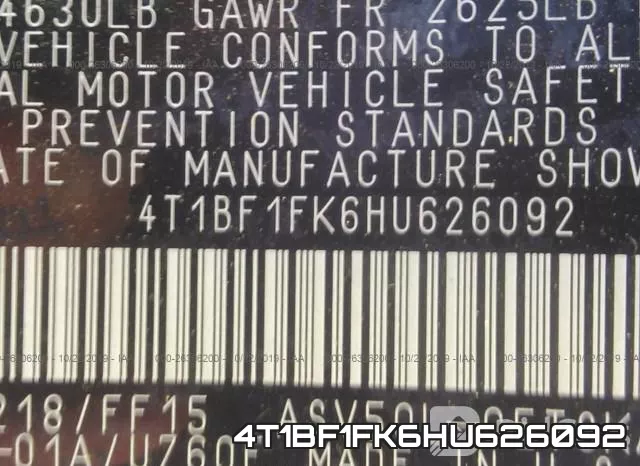 4T1BF1FK6HU626092 фото 10