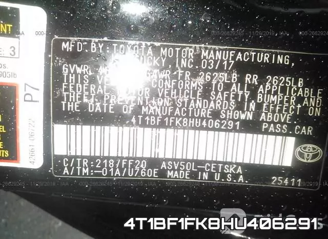 4T1BF1FK8HU406291 фото 10