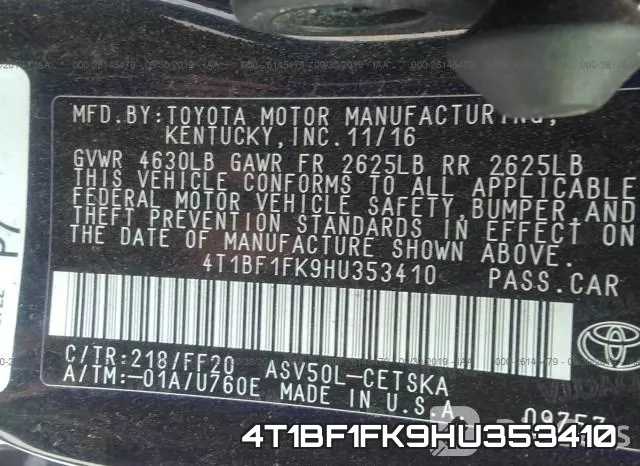 4T1BF1FK9HU353410 фото 10