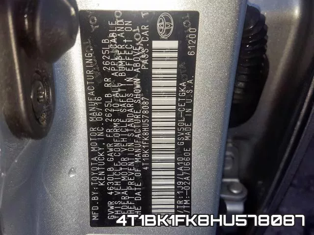 4T1BK1FK8HU578087 фото 2