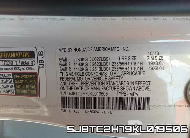 5J8TC2H79KL019506 фото 10