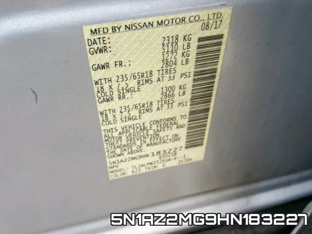 5N1AZ2MG9HN183227 фото 2