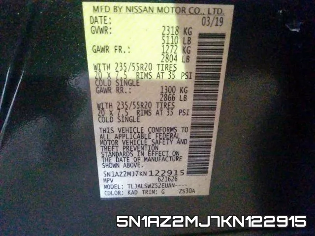 5N1AZ2MJ7KN122915 фото 2