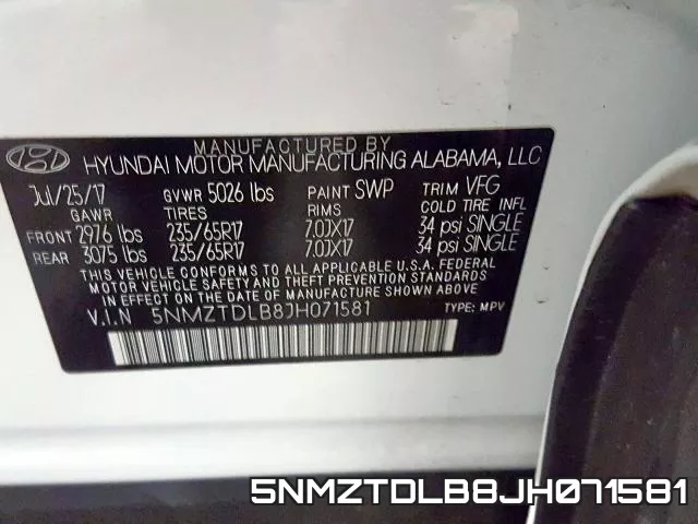 5NMZTDLB8JH071581 фото 2