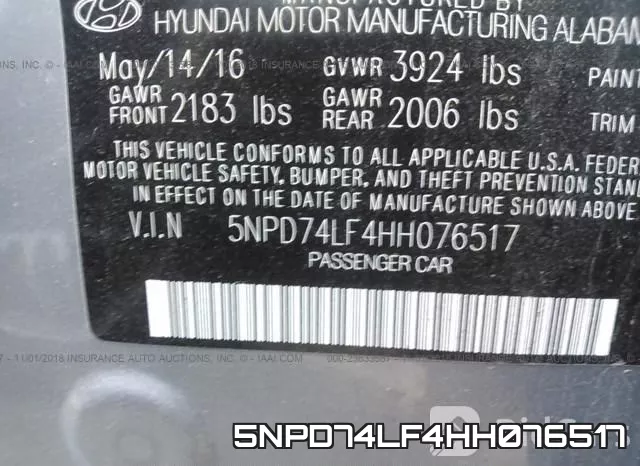 5NPD74LF4HH076517 фото 10