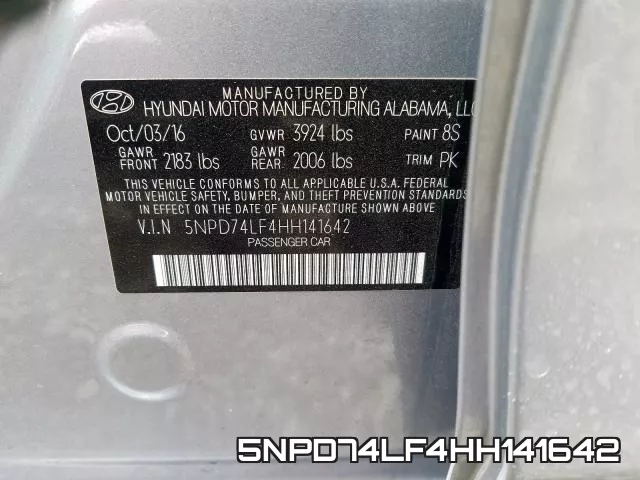 5NPD74LF4HH141642 фото 2