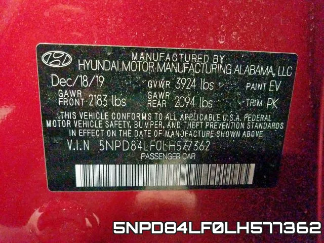 5NPD84LF0LH577362 фото 2