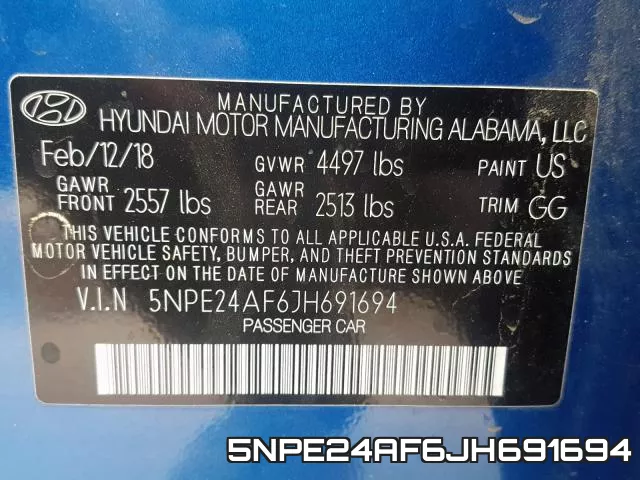 5NPE24AF6JH691694 фото 2