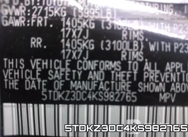 5TDKZ3DC4KS982765 фото 10