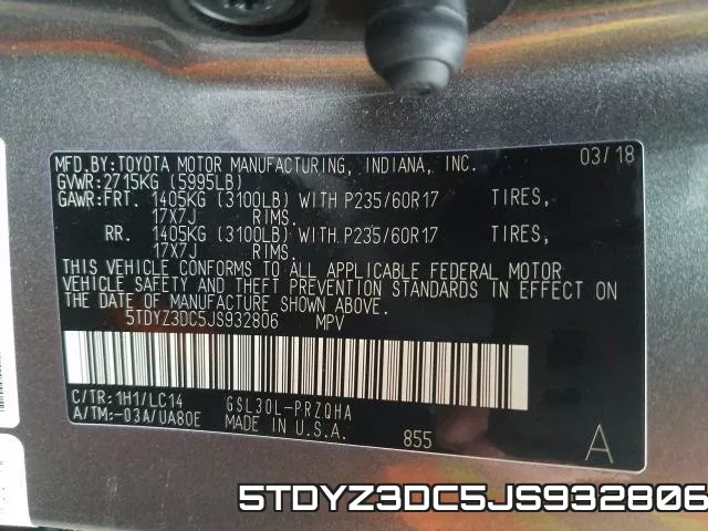 5TDYZ3DC5JS932806 фото 2