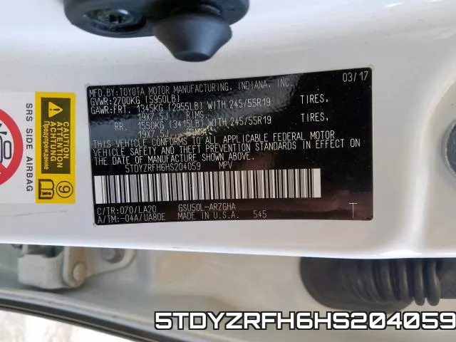 5TDYZRFH6HS204059 фото 2