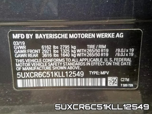 5UXCR6C51KLL12549 фото 2