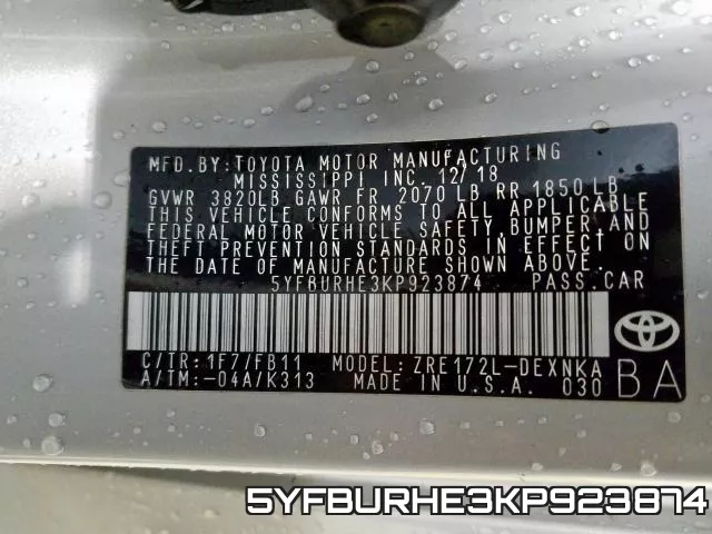 5YFBURHE3KP923874 фото 2