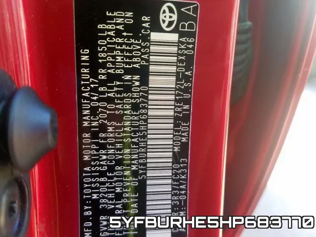 5YFBURHE5HP683770 фото 2