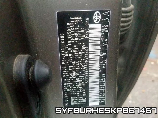 5YFBURHE5KP867467 фото 2