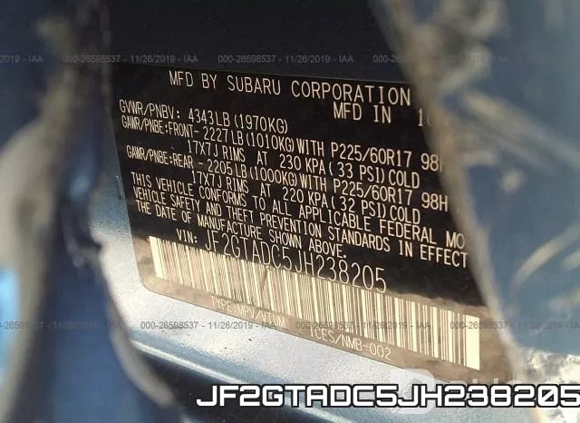 JF2GTADC5JH238205 фото 10