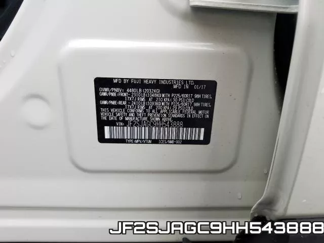 JF2SJAGC9HH543888 фото 2