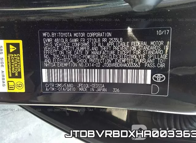 JTDBVRBDXHA003363 фото 10