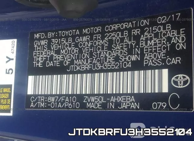 JTDKBRFU3H3552104 фото 10