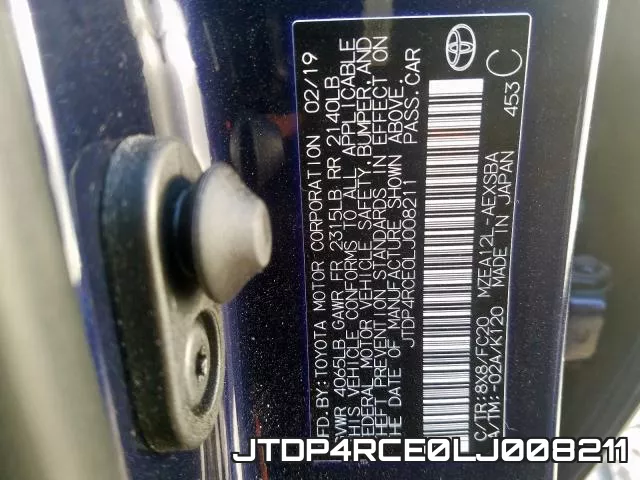 JTDP4RCE0LJ008211 фото 2