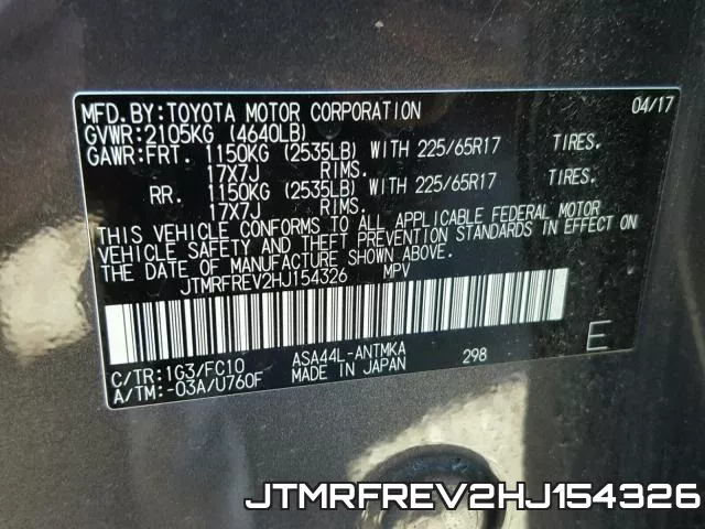 JTMRFREV2HJ154326 фото 2