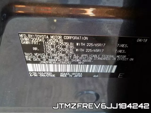 JTMZFREV6JJ184242 фото 2