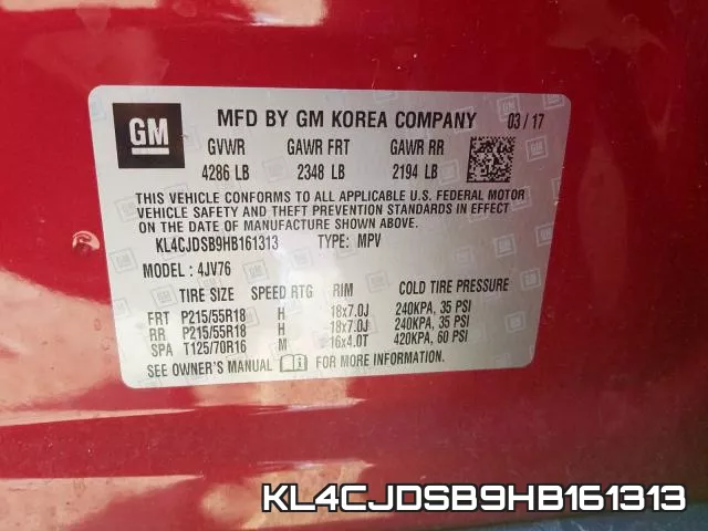 KL4CJDSB9HB161313 фото 2