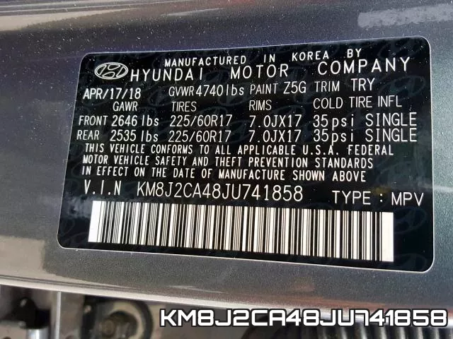 KM8J2CA48JU741858 фото 2
